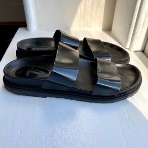 Zara trafaluc black slides slip on sandals size 9